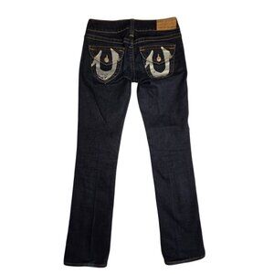 True Religion Jeans Womens Sz 29 Blue Denim Dark Wash Straight Low Rise